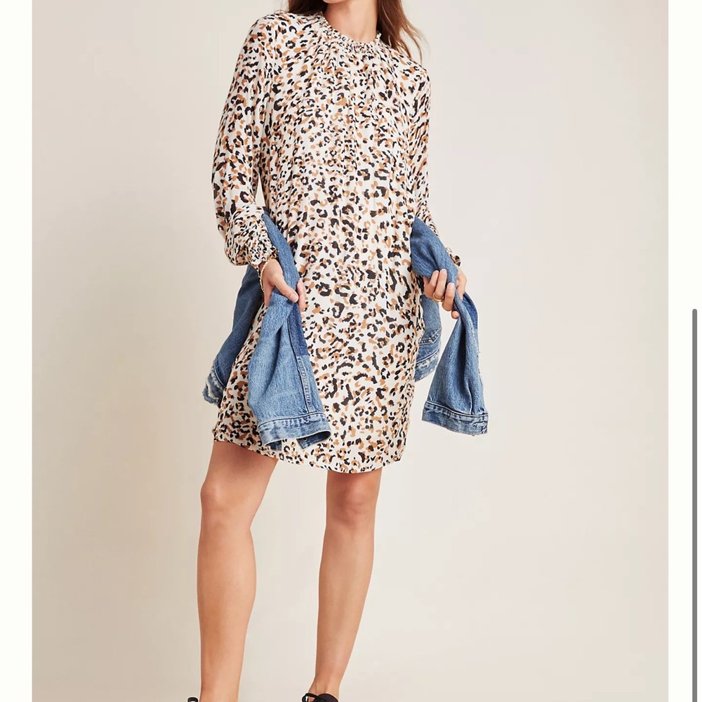 Cloth & Stone Leopard Print Long Sleeve Dress
